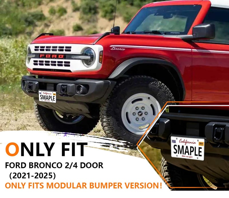 GZSH License Plate Frame Compatible with Ford Bronco 2025 2024 2023 2022 2021 2/4-Door |Easy to Install||no Drilling Required| Bronco License Plate Bracket Holder fit for Heavy-Duty Modular Bumper - Image 2